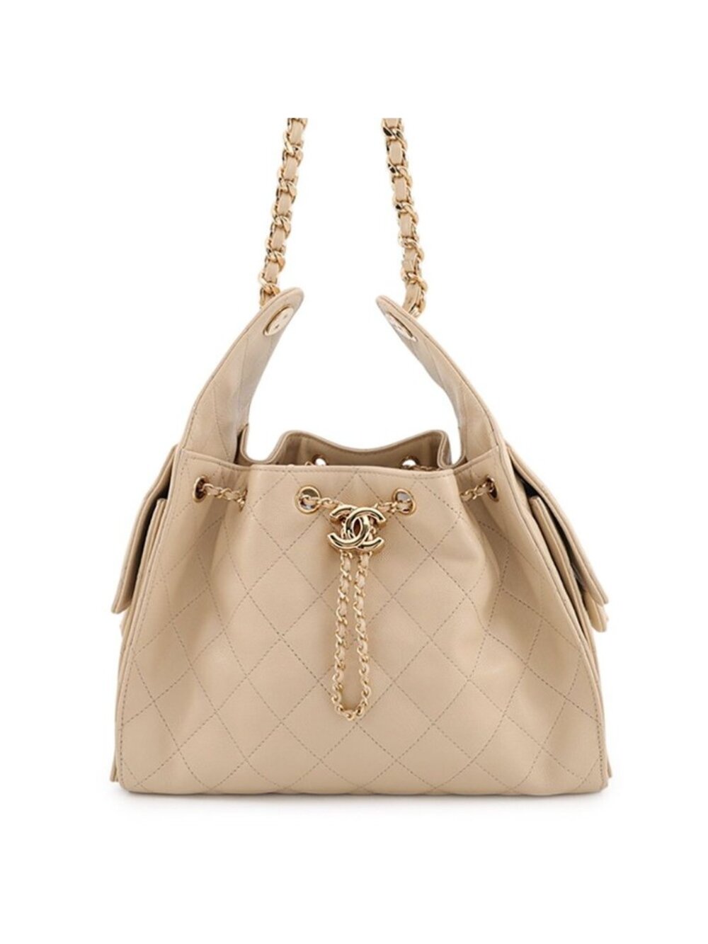 Chanel Chain Shoulder Bag Quilted CC Logo 25 Small Caviar Leather